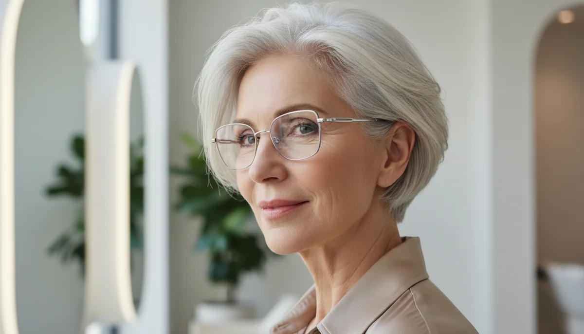 Coupe de cheveux court femme 70 ans avec lunettes : 8 styles adaptés