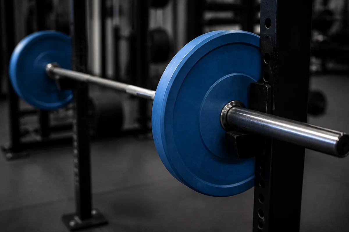 Barre olympique chargée légèrement pour une série d&rsquo;approche en salle