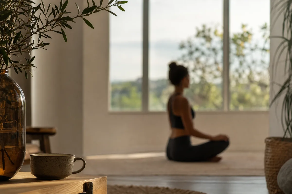 Respiration lente assise en tailleur après une séance de sport